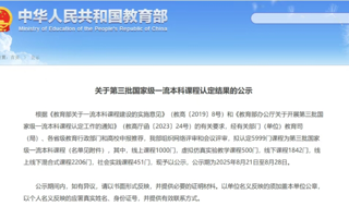 米乐官网3门课程入选第三批国家级一流本科课程